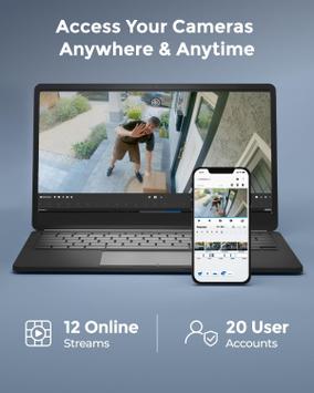 Reolink 12-kanalers Wi-Fi 6 NVR med 2TB harddisk, 4x RJ-45 uten PoE (NVS12W)