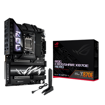 ASUS ROG CROSSHAIR X870E HERO ATX, AM5, DDR5, 3x M.2 PCIe 5.0, 2x USB4, 2.5GbE + 5GbE LAN, Wi-Fi 7 320MHz (802.11be) (90MB1IE0-M0EAY0)