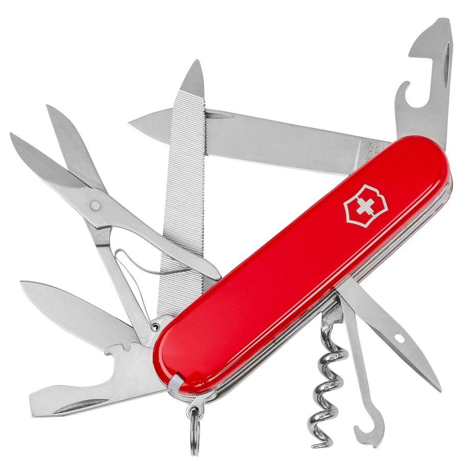 Victorinox Mountaineer - lommekniv - multiverktøy rød - Swiss Army Knife  lengde: 9.1 cm  vekt: 109 gram