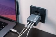 Verbatim strømadapter - GaN - 65 watt reiselader med europeisk,  engelsk og amerikansk støpsel (32201)