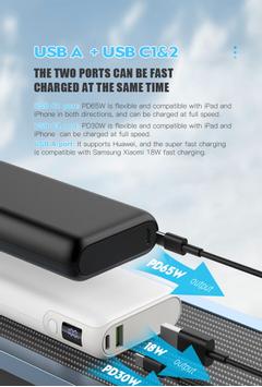 Platinet Powerbank 20000mAh 65W PD 2x USB-C, 1x USB-A (PMPB20DL202B)