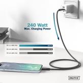 Digitus USB-C USB4 240W 1m USB Silicone connection cable, USB-C - USB-C 1m, USB 4.0 Gen3, 40G, 240W, 8K, black (AK-300344-010-S)