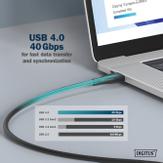 Digitus USB-C USB4 240W 1m USB Silicone connection cable, USB-C - USB-C 1m, USB 4.0 Gen3, 40G, 240W, 8K, black (AK-300344-010-S)
