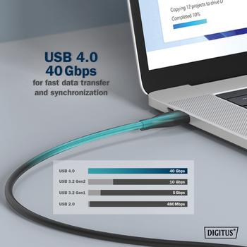 Digitus USB-C USB4 240W 1m USB Silicone connection cable, USB-C - USB-C 1m, USB 4.0 Gen3, 40G, 240W, 8K, black (AK-300344-010-S)