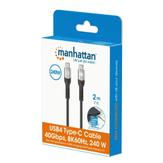 Manhattan USB-C USB4 240W 2m 40Gbps, 8K60Hz (356381)