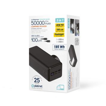 Platinet Powerbank 50000mAh 20W PD 2x USB-C, 2x USB-A (PMPB5020)