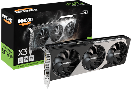 INNO3D GeForce RTX 5070 Ti 16GB X3, 3x DisplayPort 2.1b, 1x HDMI 2.1b, 750W (N507T3-16D7-176068N)