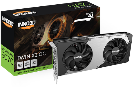 INNO3D GeForce RTX 5070 12GB Twin X2 OC, 3x DisplayPort 2.1b, 1x HDMI 2.1b, 650W (N50702-12D7X-195064N)
