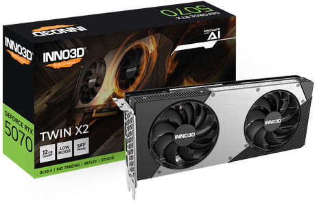 INNO3D GeForce RTX 5070 12GB Twin X2, 3x DisplayPort 2.1b, 1x HDMI 2.1b, 650W (N50702-12D7-195064N)
