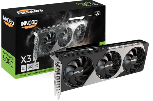INNO3D GeForce RTX 5080 16GB X3, 3x DisplayPort 2.1b, 1x HDMI 2.1b, 850W (N50803-16D7-176068N)