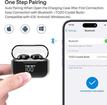 Tozo Crystal Buds vanntette ørepropper True wireless-hodetelefoner med mikrofon (TZ-CrystalBuds)