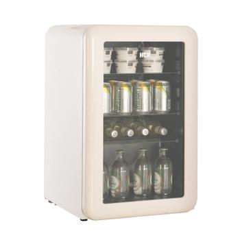 HCK Iconic 70l hvitt kjøleskap med glassdør - lekkert retrodesign med avrundede hjørner (SC-70R-ICON-WH)