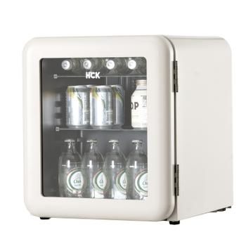 HCK Iconic 48l hvitt kjøleskap med glassdør - lekkert retrodesign med avrundede hjørner (SC-46R-ICON-WH)