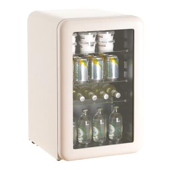 HCK Iconic 70l hvitt kjøleskap med glassdør - lekkert retrodesign med avrundede hjørner (SC-70R-ICON-WH)