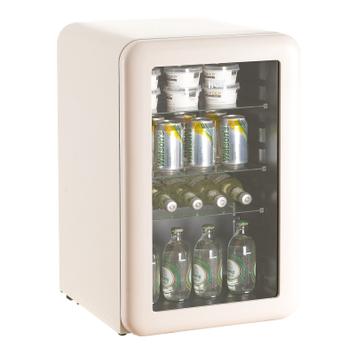 HCK Iconic 70l hvitt kjøleskap med glassdør - lekkert retrodesign med avrundede hjørner (SC-70R-ICON-WH)