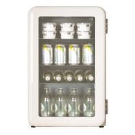 HCK Iconic 70l hvitt kjøleskap med glassdør - lekkert retrodesign med avrundede hjørner