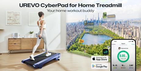 Urevo CyberPad Home gåmølle m/ stigningsfunksjon 6km/t, 110x42cm bånd (URTM038)