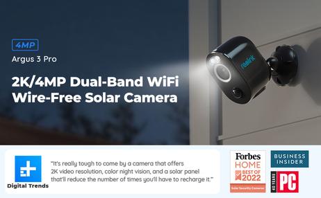 Reolink Argus 3 Pro (B330) svart, 5MP overvåkningskamera med belysning,  2.4GHz/ 5GHz Dual-band Wi-Fi, 2560x1440,  IP65, oppladbart (RLC-B330-B)