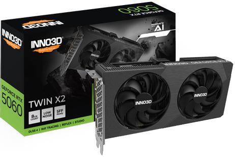 INNO3D GeForce RTX 5060 8GB Twin X2, 3x DisplayPort 2.1b, 1x HDMI 2.1b, 550W (N50602-08D7-195071N)