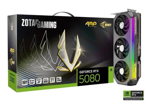 Zotac GeForce RTX 5080 16GB GAMING AMP Extreme INFINITY, 3x DisplayPort 2.1b, 1x HDMI 2.1b, 850W (ZT-B50800B-10P)