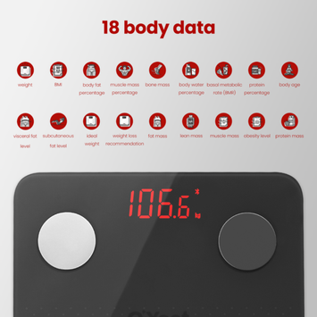 OYeet BS-OY01 smart personvekt mørkegrå (BS-OY01-BK)