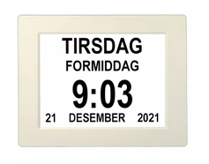 Ontario lettleselig kalenderklokke for eldre med Alzheimers, demens - 10" skjerm - hvit