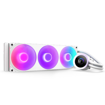 NZXT Kraken Plus 360 RGB White 360mm AIO vannkjøling med LCD-skjerm og RGB-vifter (RL-KR360-W2)