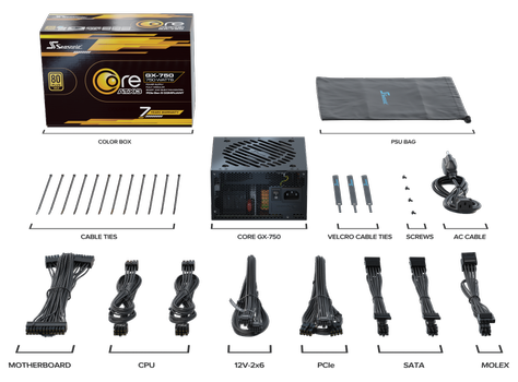 Seasonic Core GX 750-V2 - 750W Gold, ATX 3.1, PCIe 5.1, 7 års garanti (SRP-CGX751-A5A32SF)