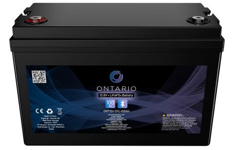 Ontario PRO MAX 12.8V 200Ah LiFePO₄ litiumbatteri (med blåtann) for båt, hytte, campingvogn og bobil (forbruk)