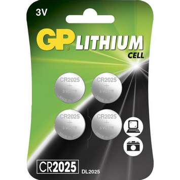 GP CR2025 knappcellebatteri litiumbatteri 4-pack (103181)