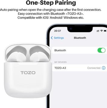 Tozo A3 White støydempende ørepropper True wireless-hodetelefoner med mikrofon (TZ-A3White)