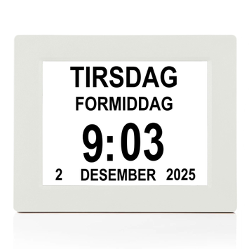 Ontario lettleselig kalenderklokke for eldre med Alzheimers,  demens -  (ONT-DC803-WHITE)