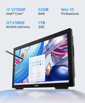 Huion Kamvas Studio 24 tegnebrett med Intel i7-12700F-prosessor,  32GB RAM, 1TB SSD, GeForce GTX 1650, Windows 11 Pro (KS2401)