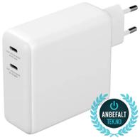 Deltaco USB-C-vegglader med innebygd powerbank og GaN-teknologi, 9600 mAh, hvit