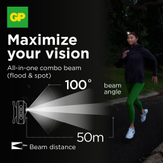 GP Xplor oppladbar hodelykt 300lm USB-C, 44 gram, IPX6, PHR16 (455027)