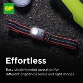 GP Xplor oppladbar hodelykt 300lm USB-C, 44 gram, IPX6, PHR16 (455027)
