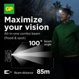 GP Xplor oppladbar hodelykt 500lm USB-C, 60 gram, IPX6, PHR17 (455028)