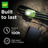GP Xplor oppladbar hodelykt 500lm USB-C, 60 gram, IPX6, PHR17 (455028)