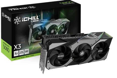 INNO3D GeForce RTX 5080 16GB iChill X3, 3x DisplayPort 2.1b, 1x HDMI 2.1b, 850W (C50803-16D7X-176069R)