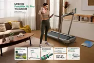 Urevo Foldimix 5L Pro sølv sammenleggbar tredemølle med stigningsfunksjon,  13.4km/t, 120x40cm løpebånd (URTM045)