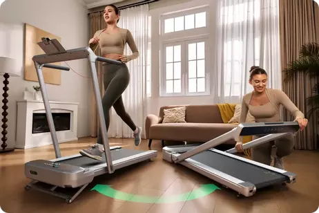 Urevo Foldimix 5L Pro sølv sammenleggbar tredemølle med stigningsfunksjon,  13.4km/t, 120x40cm løpebånd (URTM045)