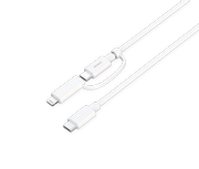 Deltaco USB-C - USB-C + Lightning adapter, 2 i 1, 1m, hvit