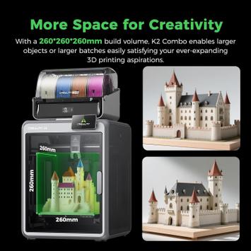 Creality K2 Combo 3D printer 260x260x260mm 1.75mm PLA/ ABS/ PETG/ PA-CF/ PLA-CF/ PET/ ASA/ PPA-CF (CR-K2-COMBO)