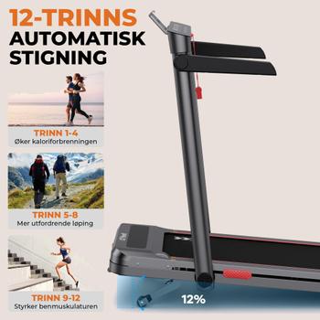 OYeet YT104 (Best i test) tredemølle med stigningsfunksjon 14km/t 105x43cm løpebånd (TM-YT104)