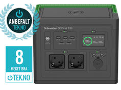APC Schneider OffGrid bærbar kraftstasjon 730, 738Wh Lithium-ion, LCD, 2 CEE 7/3 Schuko-uttak, Sinewave, 3 USB-A, 2 USB-C, trådløs lader
