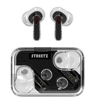 STREETZ Gjennomsiktige True Wireless Earbuds med Dual Mic ENC (T250-BLK)