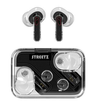 STREETZ Gjennomsiktige True Wireless Earbuds med Dual Mic ENC (T250-BLK)