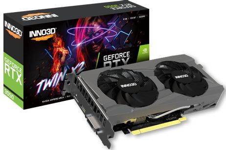 INNO3D GeForce RTX 3050 8GB Twin X2, 1x DisplayPort 1.4a, 1x HDMI 2.1, 1x DVI-D (N30502-08D6-1711VA41)