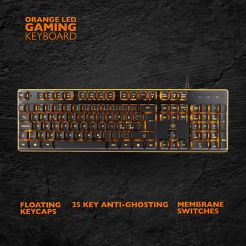 Deltaco Gaming DK210 Membrane Orange Keyboard, 25-anti-ghosting keys, black (GAM-021)