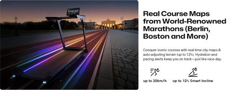 Urevo CyberMega tredemølle for maratonløpere 20km/t - 13.8" berøringsskjerm (URTM042)